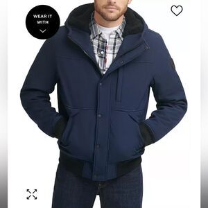 Men’s Levi Strauss Soft Shell Sherpa Lined Hooded Jacket, Navy, XXL, NWT